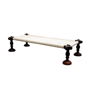 Charpai Otomana Tradicional de Madera con Tapa de Tela y Diseño Antiguo para Muebles de Sala de Estar - Product Image 3