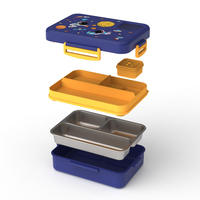 Ensemble de boîtes à lunch en acier inoxydable, étanches, sans BPA, boîte à lunch bento pour enfants avec cuillère et fourchette, logo personnalisé