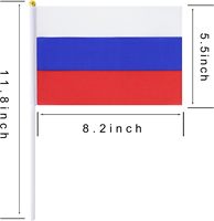 Lot de 25 mini-drapeaux russes pliables en polyester à tenir à la main pour fêtes, défilés et festivals internationaux