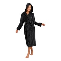 Vente en gros Peignoir en molleton Vêtements de nuit Robe de chambre en sherpa pour femmes en flanelle de polyester personnalisée à capuche