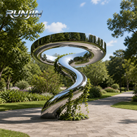 Sculpture abstraite moderne en acier inoxydable poli miroir, anneau en spirale en forme de S, art métallique pour paysage extérieur, monument, 220 cm, personnalisable