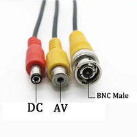 M12 4 pines cabeza de aviación hembra a BNC/RCA/DC Cámara CCTV adaptador AV conector Cable