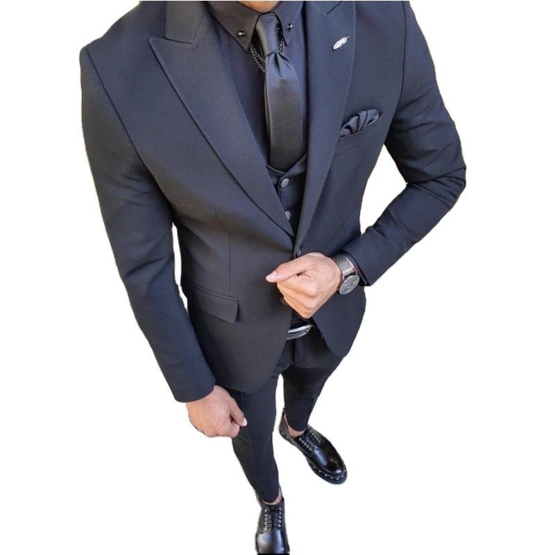 Custom Plus Size Black Tuxedo for Men Breathable Groom Wedding