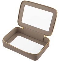 Trousse de Maquillage Portable Écologique en PU Transparent avec Grande Capacité et Fermeture Éclair Supérieure pour Voyage et Rangement des Pinceaux