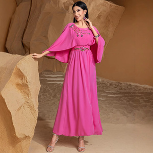 OEM/ODM Abaya Elegante de Color Sólido, Talla Grande, Alta Calidad, Estilo Dubái, Vestido Largo con Cuentas de Perlas para Ramadán, Ropa Modesta - Product Image 4