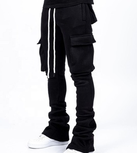 Mode cordon pile hommes pantalons <span class=keywords><strong>Baggy</strong></span> Streetwear Cargo <span class=keywords><strong>Hip</strong></span> <span class=keywords><strong>Hop</strong></span> Style hommes Fit Skinny empilé pantalon <span class=keywords><strong>Jogging</strong></span> logo personnalisé - Product Image 6