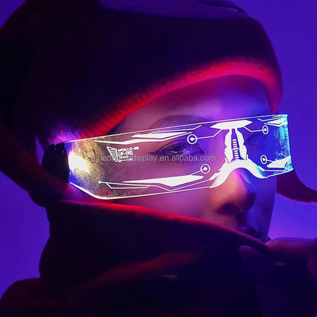 DJ bar Nightlife Music Dance Party Latest Popular Affordable Cyberpunk Style Acrylic 7 Color Changing LED Glasses
