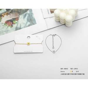 Bracelet en acier inoxydable avec pendentif lettre W, étiquette suspendue simple face de 1 cm, bijou classique unisexe, cadeau - Product Image 1