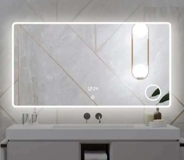 Magic Smart mirror with bluetooth music illuminated mirror bathroom led mirror with clock display