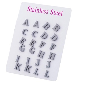 Boucles <span class=keywords><strong>d</strong></span>'oreilles tendance <span class=keywords><strong>et</strong></span> simples en acier inoxydable avec 26 pierres, initiales 'A-Z', plaquées or, pour femmes, pour les soirées - Product Image 5