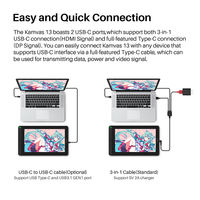 Tablette graphique LCD HUION Kamvas 13, écran d'affichage numérique pour dessin, pour animateurs, étudiants, enseignants