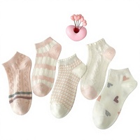 Chaussettes décontractées montantes pour femmes, en tricot rose et blanc, de haute qualité, douces, confortables, respirantes, personnalisables, pour le quotidien au printemps
