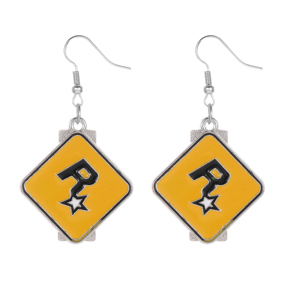 ZRM Boucles d'oreilles tendance en alliage GTA5, pendentif logo R Star, accessoires de voiture <span class=keywords><strong>Grand</strong></span> <span class=keywords><strong>Theft</strong></span> <span class=keywords><strong>Auto</strong></span> 5, vente chaude - Product Image 4