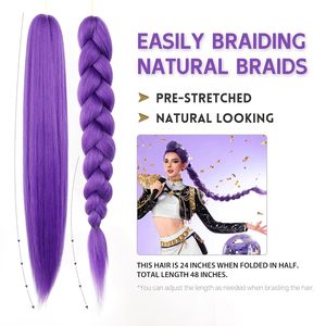 26 Inch Gradient Bi Color Pre Stretched <b>Braiding</b> Hair 90g Synthetic Dreadlock Machine Double Weft Extension - Product Image 2