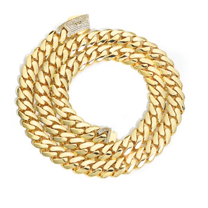 European American Hip Hop Hot Sale Copper Glossy Zircon Cuban Bamboo <b>Chain</b> Unisex <b>Cross</b>-Border Trendy Jewelry Accessories - Product Image 5