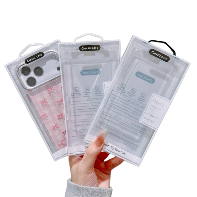 Clear Phone Case Retail Box for iPhone 15 16 17 | Universal Display Packaging with Hang Tab