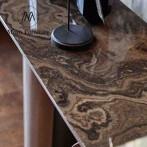 Hotel Corridor Console <strong>Table</strong> Living Room Furniture <strong>Frame</strong> Stainless <strong>Steel</strong> with Marble Desktop Factory Supply Modern Golden - Product Image 3