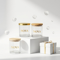 Pot à bougie en verre de luxe vide personnalisé en usine, 8oz 10oz 14oz avec couvercle et boîte cadeau, logo personnalisé, vente en gros