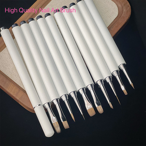 Pinceau à ongles avec manche blanc, couvercle magnétique pour stylo, logo personnalisé, marque privée, pinceau professionnel pour manucure et nail art en salon - Product Image 1