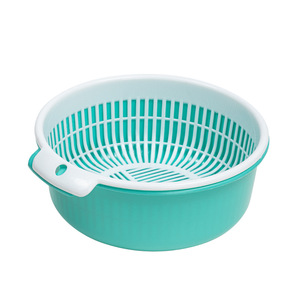 Double Layer <b>Plastic</b> Drain <b>Basket</b> With Hollow Design For Vegetable Fruit Storage Kitchen Use - Product Image 5