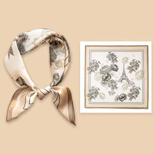Écharpe carrée légère 100 % soie polyester au design élégant, texture soyeuse et douce, agréable pour la peau, idéale pour le printemps et la mode. - Product Image 5
