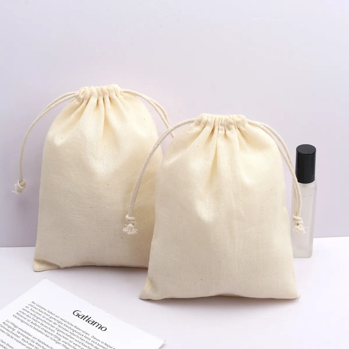 Custom Thin Cotton Tea Sachet Packing Drawstring Bag Eco-Friendly Candle Soap Storage Muslin Pouch