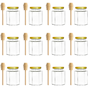 Vente en gros de 45ml mini pot de miel vide hexagonal pot de miel avec couvercle en or pour cadeaux de mariage confitures de miel gelée bonbons - Product Image 3