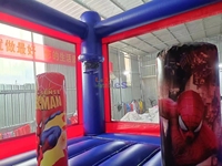 Château gonflable Spider-Man rouge et bleu, combo cool, thème de film, château de dessin animé, super-héros pour enfants, avec toboggan, pour l'intérieur