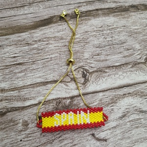 Moyamiya fait à la main drapeau national personnalisé Bracelets colorés en gros Miyuki Delica Bracelets espagnols pour cadeau avec le Mexique - Product Image 2