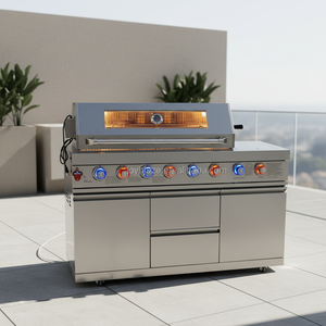 Barbecue à gaz moderne de luxe JoyBlaze en acier inoxydable 304, cuisine extérieure modulaire, 8 brûleurs, brûleur latéral, kit rôtissoire, 103x51cm - Product Image 1