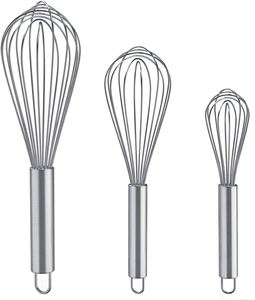 <b>Custom</b> Wholesales 3 Pack Stainless Steel <b>Balloon</b> Beating and Stirring Mini Egg Whisk for Blending With Plain Handle - Product Image 1