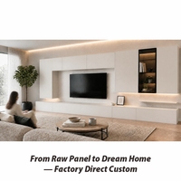Meuble TV mural flottant de luxe italien moderne avec éclairage LED, ensemble de meubles minimalistes pour salon