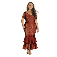 Robe sirène à col en V profond pour femme, style tribal polynésien Tapa Fidji Samoan, idéale pour les soirées et la plage – Nouvelle collection en promotion