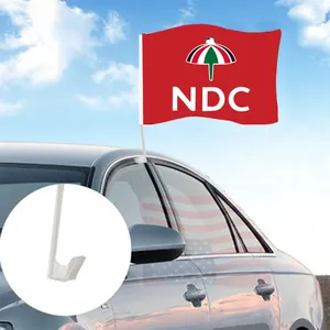 Huiyi grosir baru Promosi Ghana NDC bendera jendela mobil buatan pabrik bendera pemilihan jendela mobil 30x45 cm