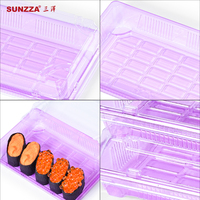 Sunzza Récipient multifonctionnel en plastique jetable rectangulaire violet clair à emporter pour sushi/bento /dessert/boulette/repas léger