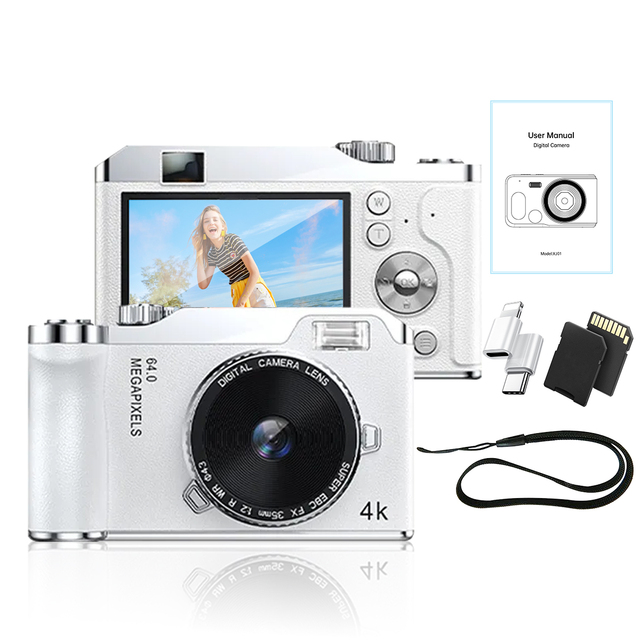 64MP Compact CCD Digital Camera with 2.4 Inch HD Display and Flip Selfie Screen for Students