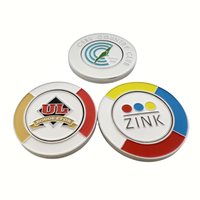Marqueur de balle de golf personnalisé en alliage de zinc et fer avec placage nickel brillant, clip pour chapeau, base de 35 mm, hauteur de 24 mm, 42 g