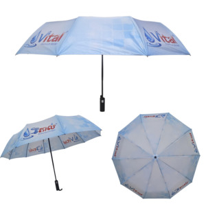 Parapluie pliant automatique moderne en pongee à 10 baleines, coupe-vent, 3 sections, haute qualité, avec logo personnalisé pour le Cambodge, vente en gros - Product Image 1