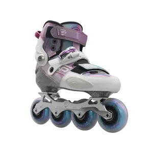 New Design Junior Inline Flashing Customize 4 Wheel Quad Roller Skate Shoes For Kids Girls Boys