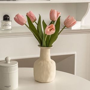 Ramo de Tulipanes Artificiales con Péptidos Xi, Pétalos de Malla, Jarrón Incluido, Decoración de Escritorio - Product Image 3