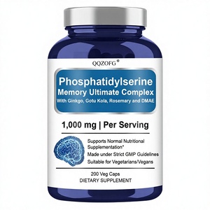 OEM/ODM 磷脂酰丝氨酸记忆复合剂 1000 毫克，含银杏和 <span class=keywords><strong>DMAE</strong></span>，支持认知功能，200 粒素食胶囊 - Product Image 1