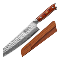 KEEMAKE Kiritsuke Koksmes, 8 inch Damascus staal Japans keukenmes met Pakkawood handvat, ultra scherp kookmes