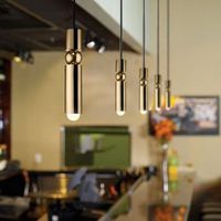 Suspension LED Moderne Nordique 10W 3000K Or E26 à 6 Bras avec Interrupteur Réglable pour Restaurants et Bars