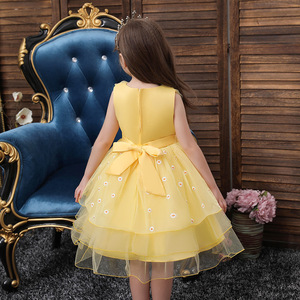Vestido de princesa sin mangas con estampado floral amarillo para niñas, disfraz para actuación en escenario 2033 - Product Image 4