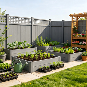 <span class=keywords><strong>Panneaux</strong></span> de clôture de jardin mobiles en vinyle 6x8 (8ftx8ft) de 7 pieds de haut avec poteaux, installation facile en <span class=keywords><strong>extérieur</strong></span>, délai de livraison de 10 jours - Product Image 1