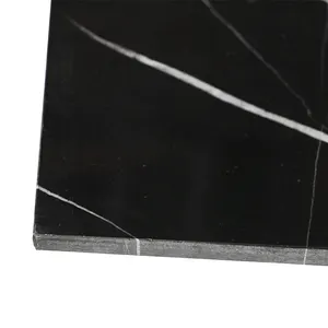 หินธรรมชาติแบบกําหนดเองเต็มรูปแบบจีนแผ่นกระเบื้องหินอ่อน Marquina สีดําแผ่นพื้นพื้นกระเบื้องปูพื้นห้องน้ํากระเบื้องผนังหิน