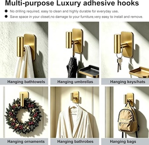 Selbstklebende Handtuchhaken für die Badewanne, Wandhaken ohne Beschädigung, <span class=keywords><strong>Command</strong></span> Hooks, Hochleistungs-Schlüsselhalter, Wandmontage ohne Bohren - Product Image 4