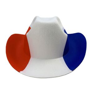 Sombrero Vaquero con Bandera Nacional para Eventos Deportivos - Sombrero de Fieltro Occidental con Ala Curva Personalizada, Sombrero para Animar en Eventos, para Hombres y Mujeres, Decoración para Fiestas - Product Image 2