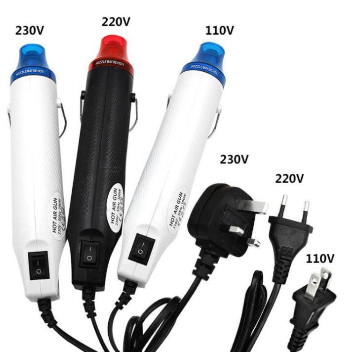 Электронный фен для горячего воздуха 220 в 110 В/тепловой пистолет с держателем из нержавеющей стали, инструмент для формирования полимерной глины