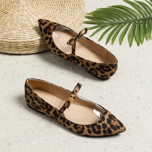 Factory Wholesale Women's Leopard Print Flats - Pointed Toe With Ankle Strap for Daily Casual & Vacation Wear - Product Image 1